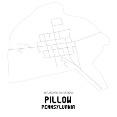 Pillow Pennsylvania. US street map with black and white lines.