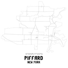 Piffard New York. US street map with black and white lines.