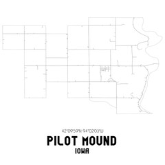 Pilot Mound Iowa. US street map with black and white lines.