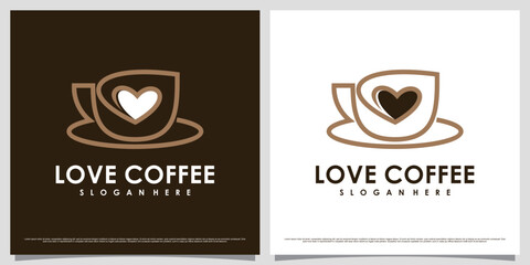 Coffee love logo design illustration with cup icon and modern concept