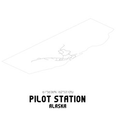 Pilot Station Alaska. US street map with black and white lines.