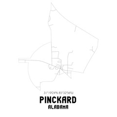 Pinckard Alabama. US street map with black and white lines.