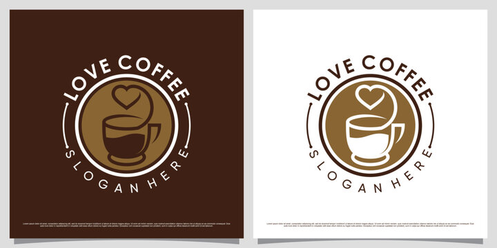 Coffee love logo design illustration with cup icon and modern concept