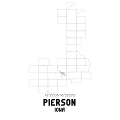 Pierson Iowa. US street map with black and white lines.