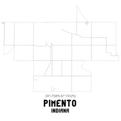 Pimento Indiana. US street map with black and white lines.
