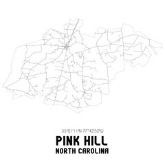Pink Hill North Carolina. US street map with black and white lines.