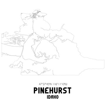 Pinehurst Idaho. US street map with black and white lines.