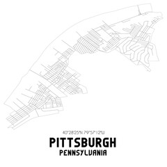 Pittsburgh Pennsylvania. US street map with black and white lines.