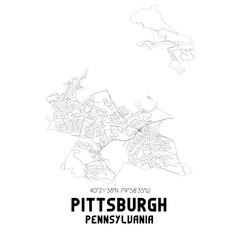Pittsburgh Pennsylvania. US street map with black and white lines.