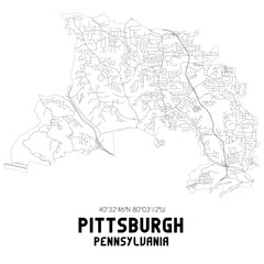 Pittsburgh Pennsylvania. US street map with black and white lines.
