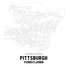Pittsburgh Pennsylvania. US street map with black and white lines.