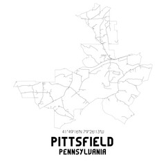 Pittsfield Pennsylvania. US street map with black and white lines.