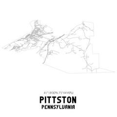 Pittston Pennsylvania. US street map with black and white lines.
