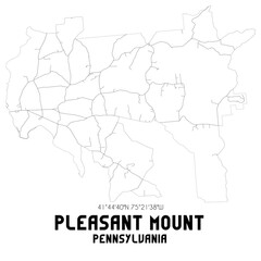Pleasant Mount Pennsylvania. US street map with black and white lines.