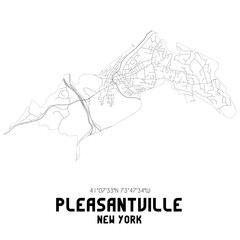 Pleasantville New York. US street map with black and white lines.