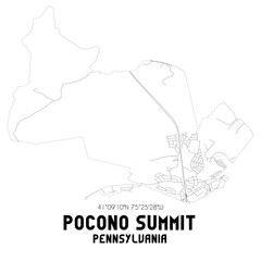 Pocono Summit Pennsylvania. US street map with black and white lines.