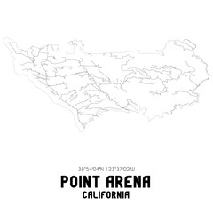 Fototapeta na wymiar Point Arena California. US street map with black and white lines.