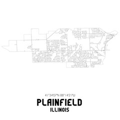 Plainfield Illinois. US street map with black and white lines.