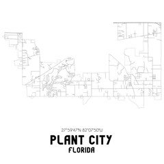Plant City Florida. US street map with black and white lines.