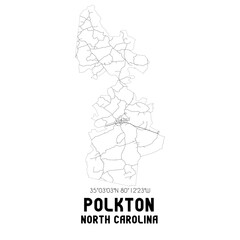Polkton North Carolina. US street map with black and white lines.