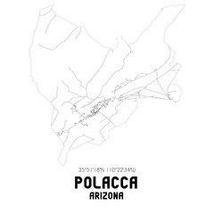 Polacca Arizona. US street map with black and white lines.