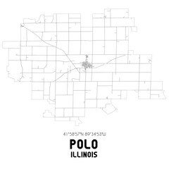 Polo Illinois. US street map with black and white lines.