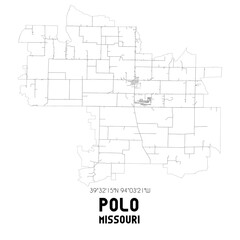 Polo Missouri. US street map with black and white lines.