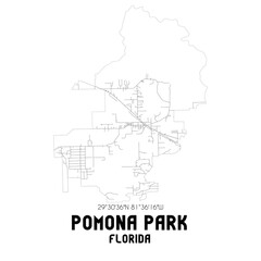 Pomona Park Florida. US street map with black and white lines.