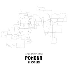 Pomona Missouri. US street map with black and white lines.