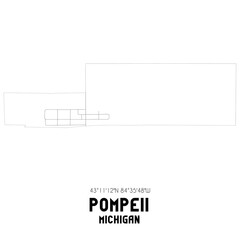 Pompeii Michigan. US street map with black and white lines.
