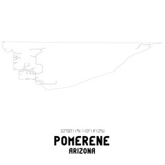 Pomerene Arizona. US street map with black and white lines.