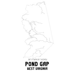 Pond Gap West Virginia. US street map with black and white lines.