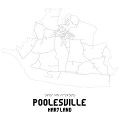 Poolesville Maryland. US street map with black and white lines.