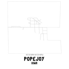 Popejoy Iowa. US street map with black and white lines.