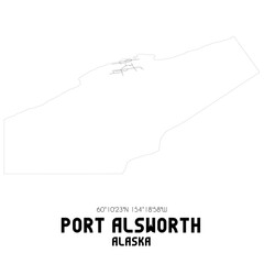 Port Alsworth Alaska. US street map with black and white lines.