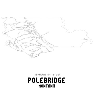 Polebridge Montana. US street map with black and white lines.