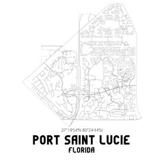 Fototapeta na wymiar Port Saint Lucie Florida. US street map with black and white lines.
