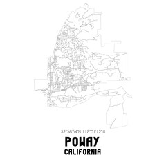 Fototapeta na wymiar Poway California. US street map with black and white lines.