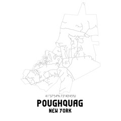 Poughquag New York. US street map with black and white lines.