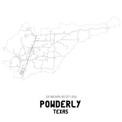 Powderly Texas. US street map with black and white lines.