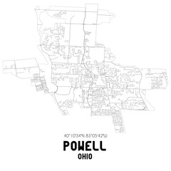 Fototapeta na wymiar Powell Ohio. US street map with black and white lines.
