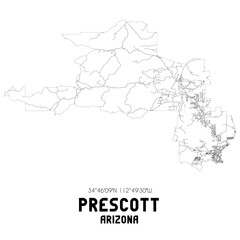 Prescott Arizona. US street map with black and white lines.