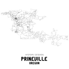 Prineville Oregon. US street map with black and white lines.