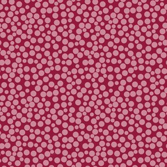 Abstract seamless pattern with pink different balls on burgundy background.Illustration of overlapping polka pattern for background ornament,invitation,flyer,banner,baby textile,fabric,wrapping,cloth