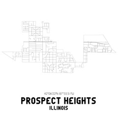 Prospect Heights Illinois. US street map with black and white lines.