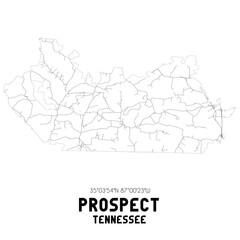 Prospect Tennessee. US street map with black and white lines.