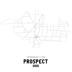 Prospect Ohio. US street map with black and white lines.