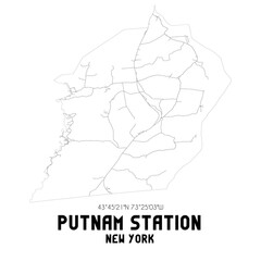 Putnam Station New York. US street map with black and white lines.