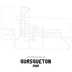 Quasqueton Iowa. US street map with black and white lines.