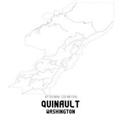 Quinault Washington. US street map with black and white lines.